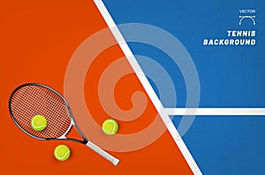 Tennis background with racket and balls for your design