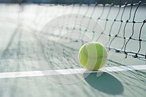 Tennis ball on blur net