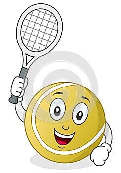Tennis Ball Character with Racket