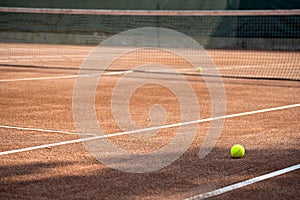 Tennis ball and court