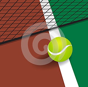 Tennis Ball on court corner line