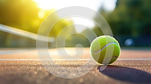 Tennis ball, court. Sports, empty sport training ground