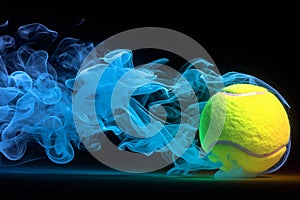 Tennis ball emits colorful smoke, symbolizing creativity and athleticism