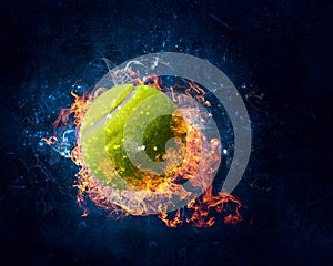 Tennis ball in fire