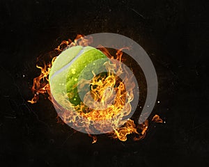 Tennis ball in fire