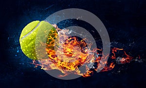 Tennis ball in fire