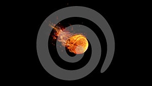 Tennis ball in fire