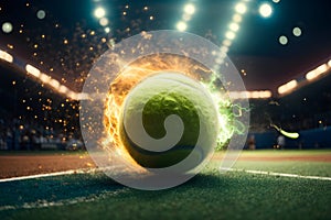 Tennis ball in Fire AI Generated image