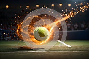 Tennis ball in Fire AI Generated image