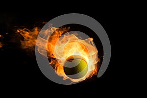 Tennis ball fire flame. Generate Ai