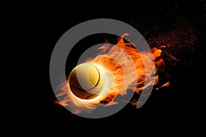 Tennis ball fire. Generate Ai