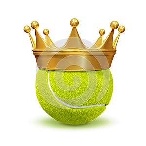 Tennis ball in golden royal crown