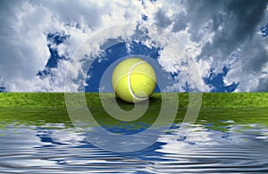 Tennis ball on the green grass