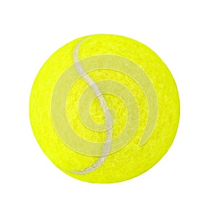 Tennis ball green, hemispherical halves, close-up, isolated on white background with clipping path