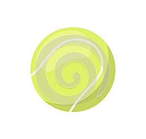 Tennis ball icon. Green tennisball for professional sports game. Realistic circular spherical object for tenis. Flat photo