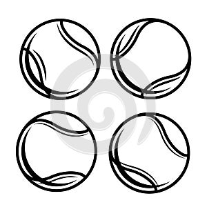 Tennis ball icons. Symbol or emblem.