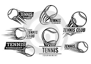 Tennis ball icons. Symbol or emblem.