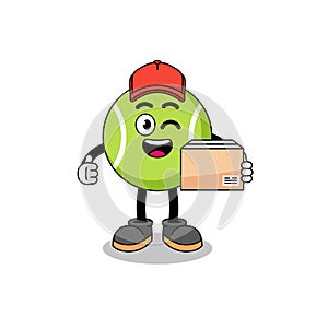 tennis ball mascot cartoon as an courier