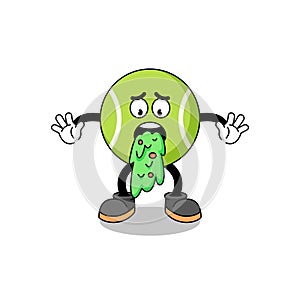 tennis ball mascot cartoon vomiting