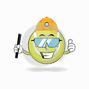 The Tennis ball mascot character becomes a mining officer. vector illustration