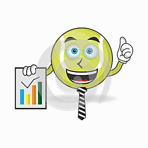 Tennis ball mascot character presentation. vector illustration