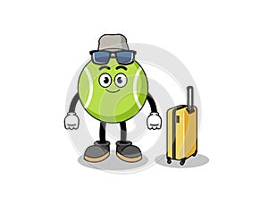 tennis ball mascot doing vacation