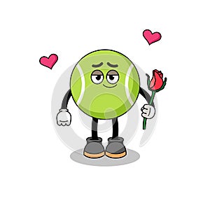 tennis ball mascot falling in love