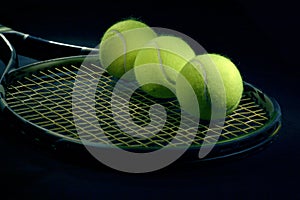 Tennis ball in the racket