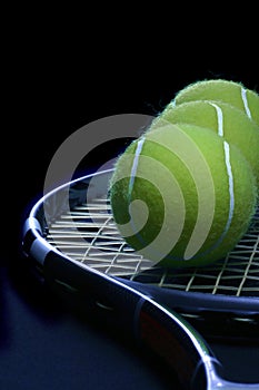 Tennis ball in the racket