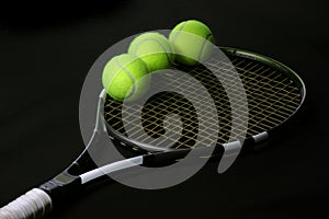 Tennis ball in the racket