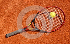 Tennis ball and racket