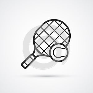 Tennis ball and racket black icon. Vector eps10