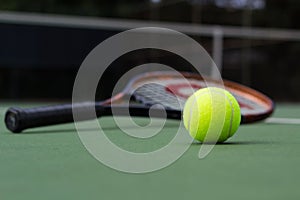 Tennis Ball and racket photo