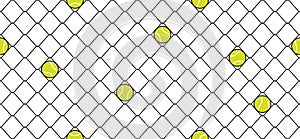 Tennis ball Seamless pattern vector sport wire mesh chain link fence scarf isolated repeat wallpaper tile background