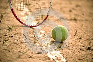 Tennis ball on tennis court