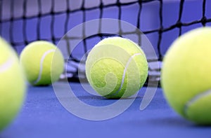 Tennis ball on a tennis court