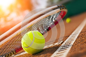 Tennis ball on a tennis court