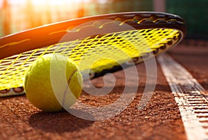 Tennis ball on a tennis court