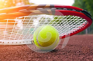 Tennis ball on a tennis court