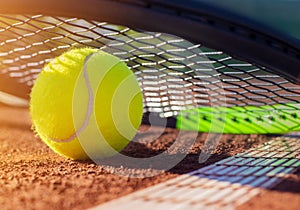 Tennis ball on a tennis court