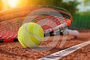 Tennis ball on a tennis court