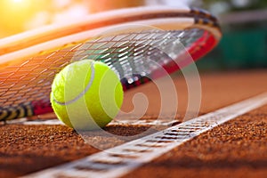 Tennis ball on a tennis court