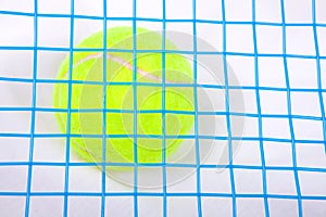 Tennis ball under a raquet