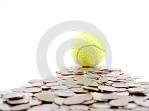 Tennis ball on the way of money prize