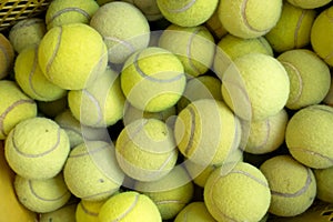Tennis balls background texture, pile of tennis balls