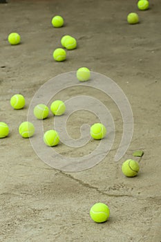 Tennis balls on court