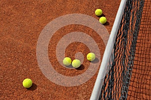 Tennis balls on court