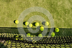 Tennis balls on the court