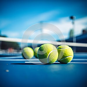 Tennis balls on the tennis court