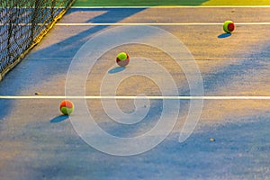 Tennis balls at tennis court